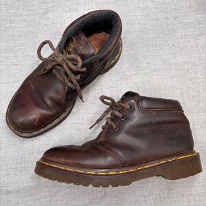 Vintage Dr. Martens Short Boots Brown Leather Lace Up MIE Size 7